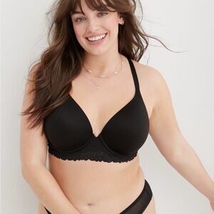 Aerie Sunnie Black Lace Trim Bra
